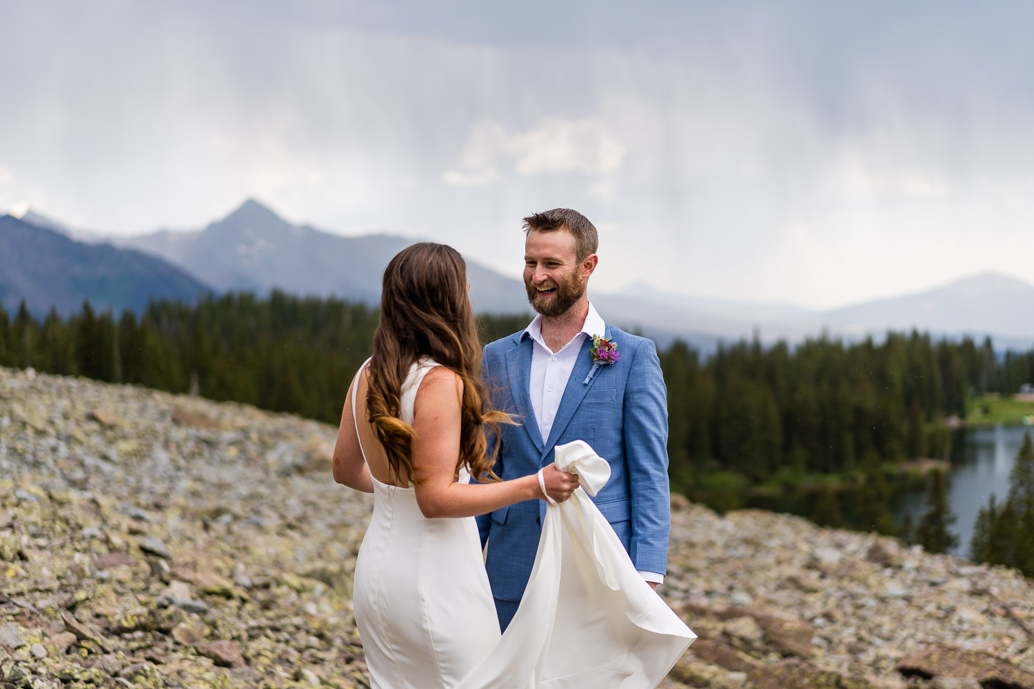 first look alta lakes wedding