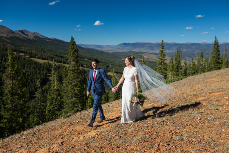 Breckenridge Ten Mile Station Wedding Couple Portraits on Mountain