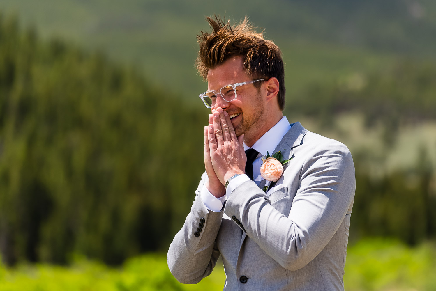 evergreen wedding photography first look