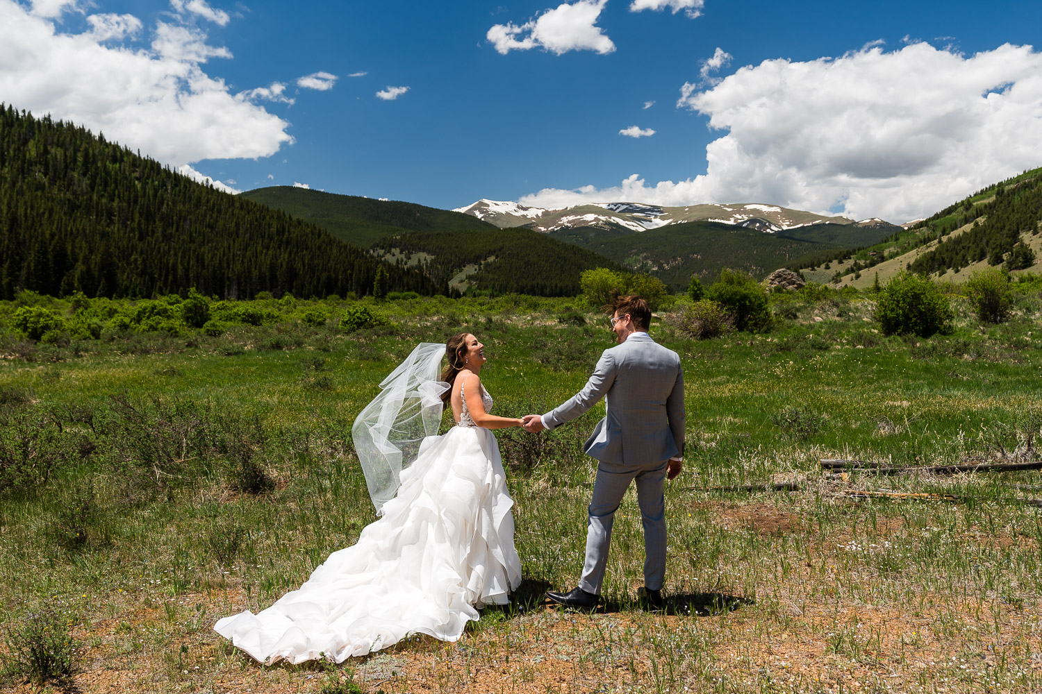 evergreen wedding photography first look