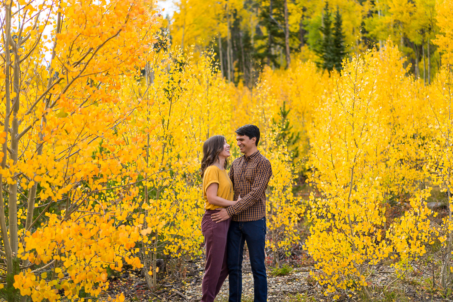 fall engagement photos colorado