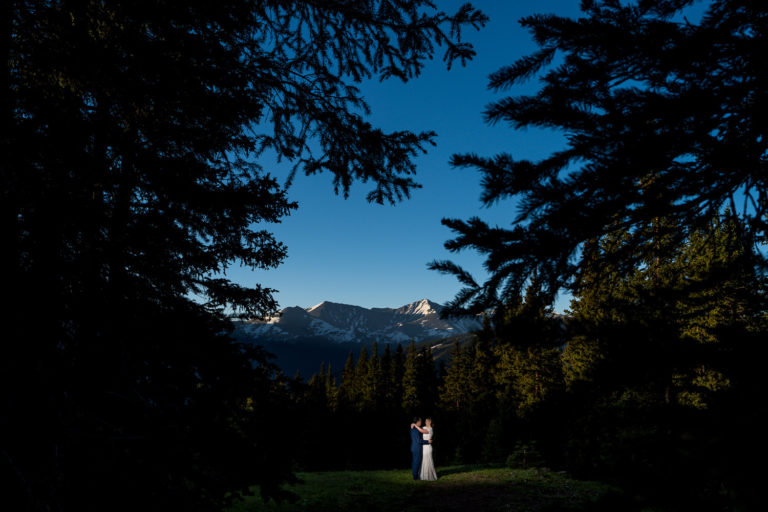 Sunrise Vail Elopement Photography Colorado Tree Frame - adventure Colorado elopement photographer
